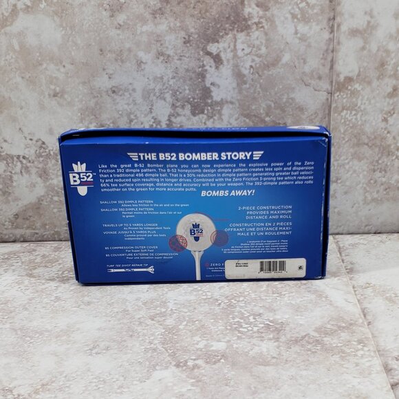 8 B52 Bomber Distance Golf Balls w/ 3 Turf Tees White Zero Friction Partial Pack - Picture 3 of 8